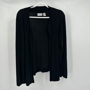 Chicos Travelers Womens Open Front Cardigan Size 3 US X Slinky Black Classic